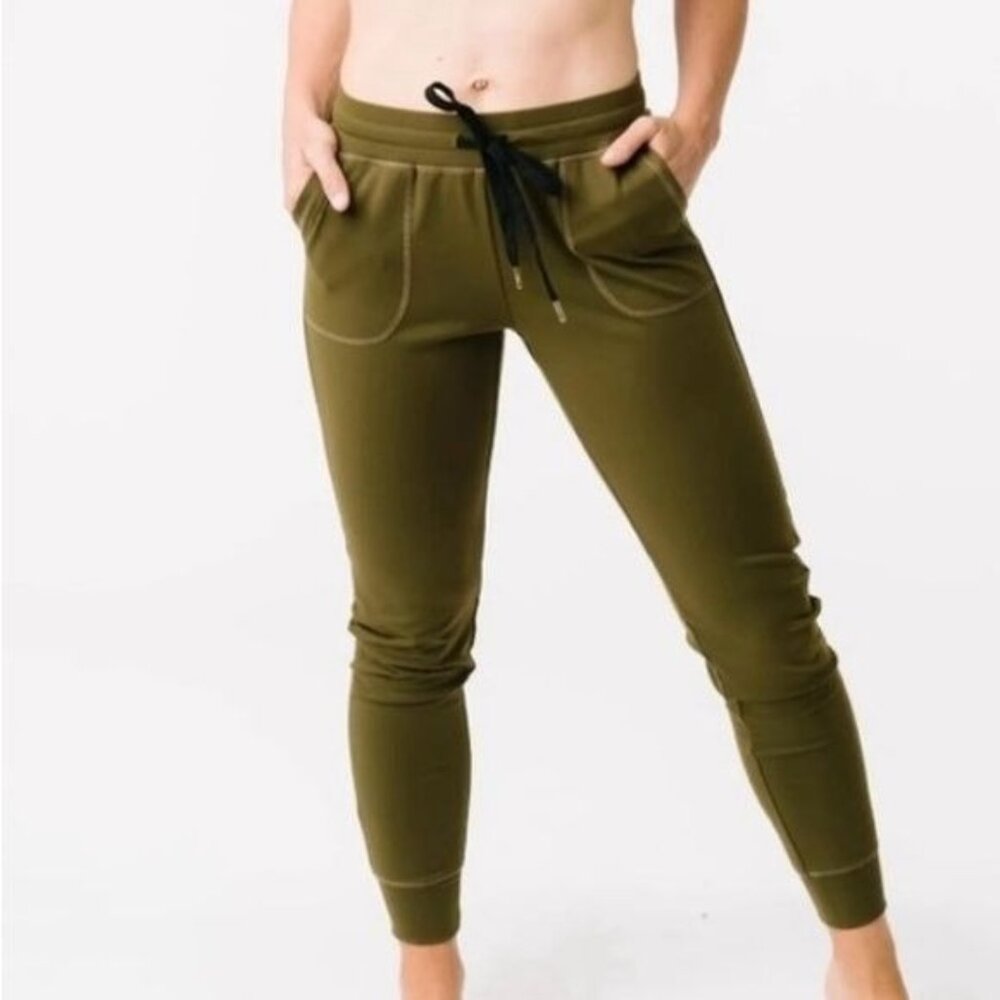 Zyia Active Unwind Jogger Pant Size XS Drawstring Olive Green Athleisure Workout